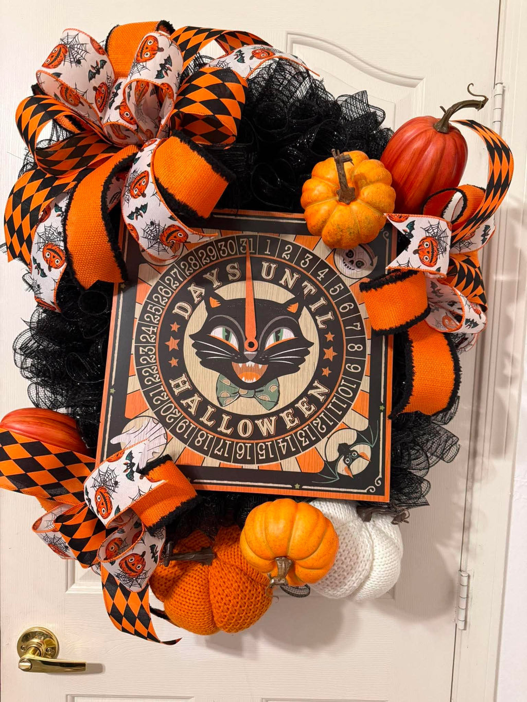 Days Until Halloween Black Cat Wreath full view