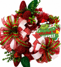 Grinch Welcome to Whoville Wreath - white background product photo