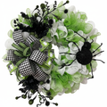 Lime green and black spider Halloween wreath product photo